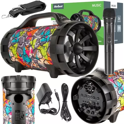 Zabawa bez granic – głośnik Bluetooth REBEL z karaoke i mikrofonem, idealny na każdą imprezę