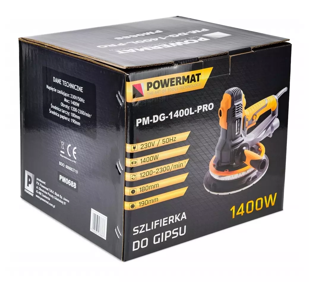 Szlifierka do gipsu Powermat PM-DG-1400L-PRO: Rewolucja w profesjonalnym szlifowaniu z minimalnym pyleniem